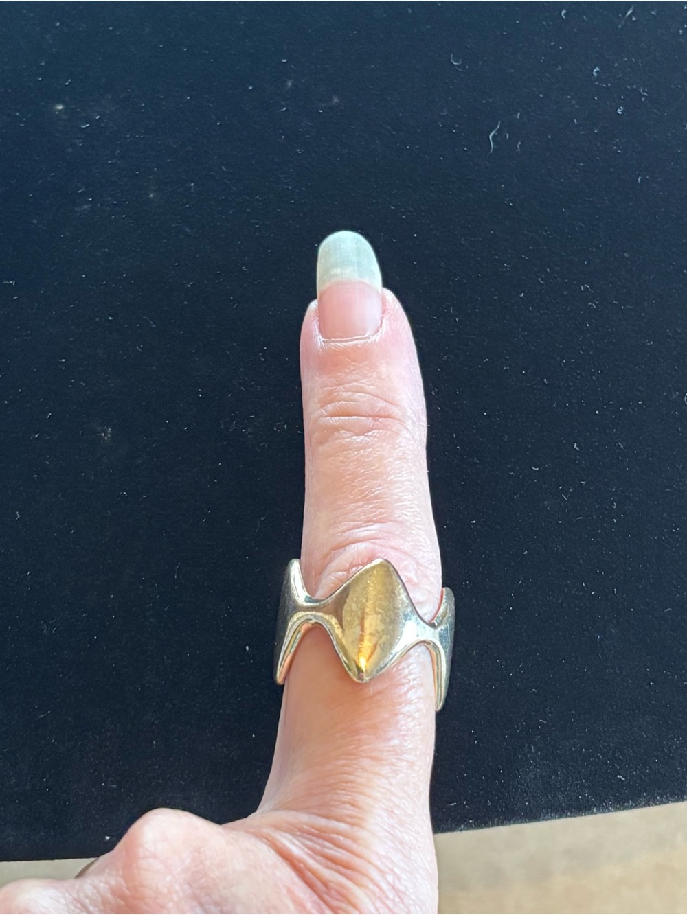 Vintage Goldtone Wave Chevron Women's Ring